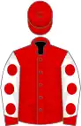 Red, white sleeves, red spots and cuffs, red cap