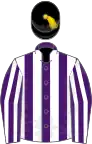 Purple and White stripes, Black velvet cap, Gold tassel