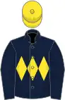 Dark blue, yellow diamond hoop, yellow cap