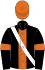 Black, orange stripe and armlets, orange cap