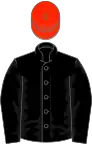 Black, scarlet cap