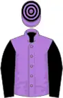 Lavender, black sleeves, hooped cap