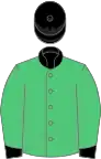 Emerald green, black collar, cuffs and cap