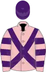 Rose, Croix de Saint-André et toque violettes, manches cerclées rose et violet