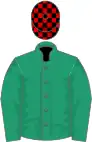 Emerald green, black and red check cap