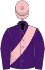 Purple, pink sash and cap