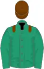 Emerald green, chocolate epaulettes and cap