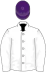White, white sleeves, purple cap