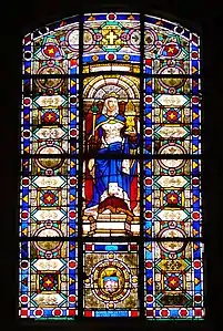 Vitrail du XIXe&nbsp;siècle représentant Blanche de Castille.