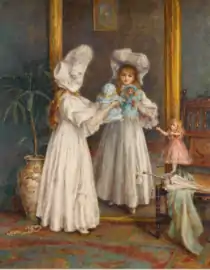 Playing with her dolls