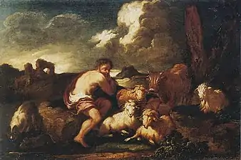 Paysage avec berger et animaux