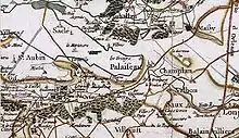 Carte du XVIIe siècle représentant la région de Palaiseau.