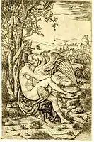 Léda et le cygne, gravure.