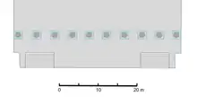 rectangle gris avec dix points alignés