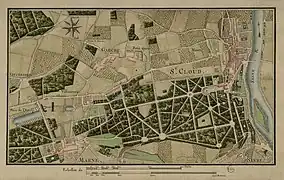 Plan du parc de Saint-Cloud au début du XVIIIe&nbsp;siècle.