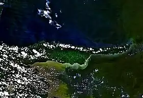 La péninsule de Paria vue de l'espace
