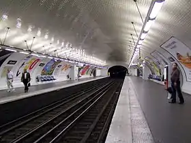 Les quais de la station, vus endirection de Porte Dauphine.