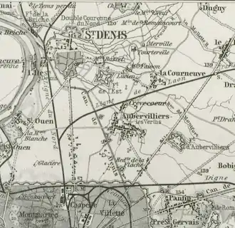 Situation à l'époque des fortifications de Paris.