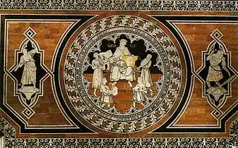 Une partie du XVe&nbsp;siècle du pavement du Duomo de Sienne.