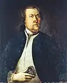 Portrait de Pehr Kalm le représentant avec une chemise blanche et une veste noire.