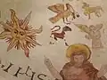 Peinture au plafond du sanctuaire