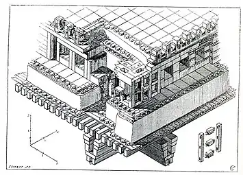Étude du toit du Palais des Cent-Colonnes, par Charles Chipiez (1884)