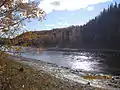 La rivière Petitor juste en amont de son embouchure dans la rivière Liard