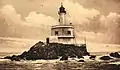 Le phare de la Teignouse au début du XXe&nbsp;siècle.