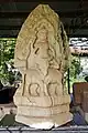 Antéfixe, trouvé au Prasat Hin Phimai, style d'Angkor Vat, XIIe siècle, montrant Yama, gardien du sud, sur un buffle