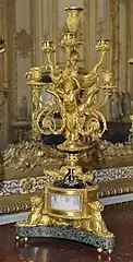 Candélabre commémorant l'Indépendance américaine (1785), cabinet intérieur de Louis XVI, château de Versailles.