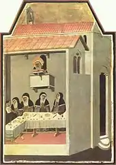 Scène de la vie de Sainte Humilité. Fresque de Pietro Lorenzetti.