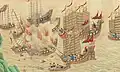 Portion du rouleau Qing qui représente la piraterie en Chine.