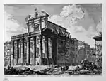 Le temple au XVIIIe&nbsp;siècle sur une gravure du Piranèse.