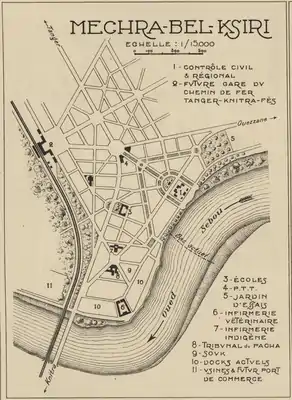 Plan topographique de Mechra-Bel-Ksiri (source : Gallica)