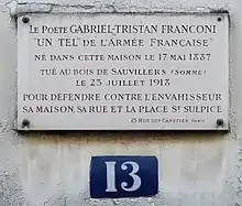Plaque au no&nbsp;13.