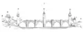 Coupe latérale du pont Valentré (appelé pont de la Calendre) à l'entrée « Pont » du Dictionnaire raisonné de l'architecture française du XIe au XVIe&nbsp;siècle de Viollet-le-Duc, en 1856.