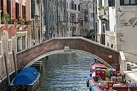 Ponte Minich. Le chirurgien Angelo Minich (1817-1893) légua à Venise trente mille lire pour les horloges vénitiennes : de face blanche avec des chiffres romains, elles sont faites en fonte et existent toujours. Le pont relie  la Calle Bressana  à la Calle Cicogna