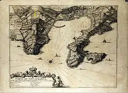Le fort situé sur une carte du XVIIIe&nbsp;siècle.