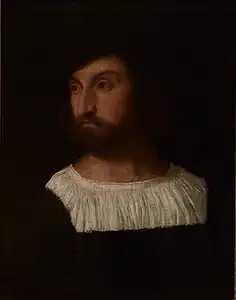 Titien (1488/1489-1575), Portrait d'homme, vers 1515-1520, huile sur toile,  60&nbsp;×&nbsp;46,2&nbsp;cm.