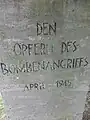 Stèle : LES VICTIMES DE L'ATTENTAT A LA BOMBE D'AVRIL 1945