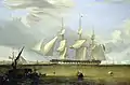 Le «&nbsp;Prince of Wales&nbsp;» embarquant des troupes à Gravesend, 1845, attribué à John Lynn, National Maritime Museum, Greenwich