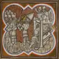 La Ferté-Alais, enluminure du XIIe&nbsp;siècle.