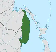 Carte en vert de la zone contrôlée par le Priamour.