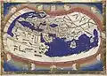 Carte du monde de Ptolémée par Nicolaus Germanus (en) avec l'Océan Indien fermé (reconstitution publiée en 1467).