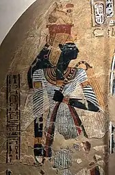 La reine Ahmès-Néfertary déifiée. Tombe d'Inerkhaouy TT359. Deir el-Medineh, XXe dyn.Neues Museum
