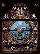 Le Graal sur un vitrail de la cathédrale de Quimper.