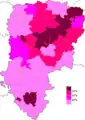 Résultats électoraux de la gauche parlementaire au premier tour par canton.