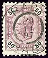 50 kr, oblitération  bilingue en 1897 à Raby - Rabí (Bohême)