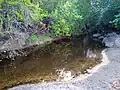 La ravine Petite Anse a son embouchure sur l'angle droit de la plage de Petite Anse.