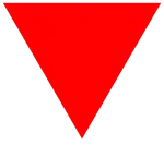 Triangle équilatéral rouge, pointe en bas.